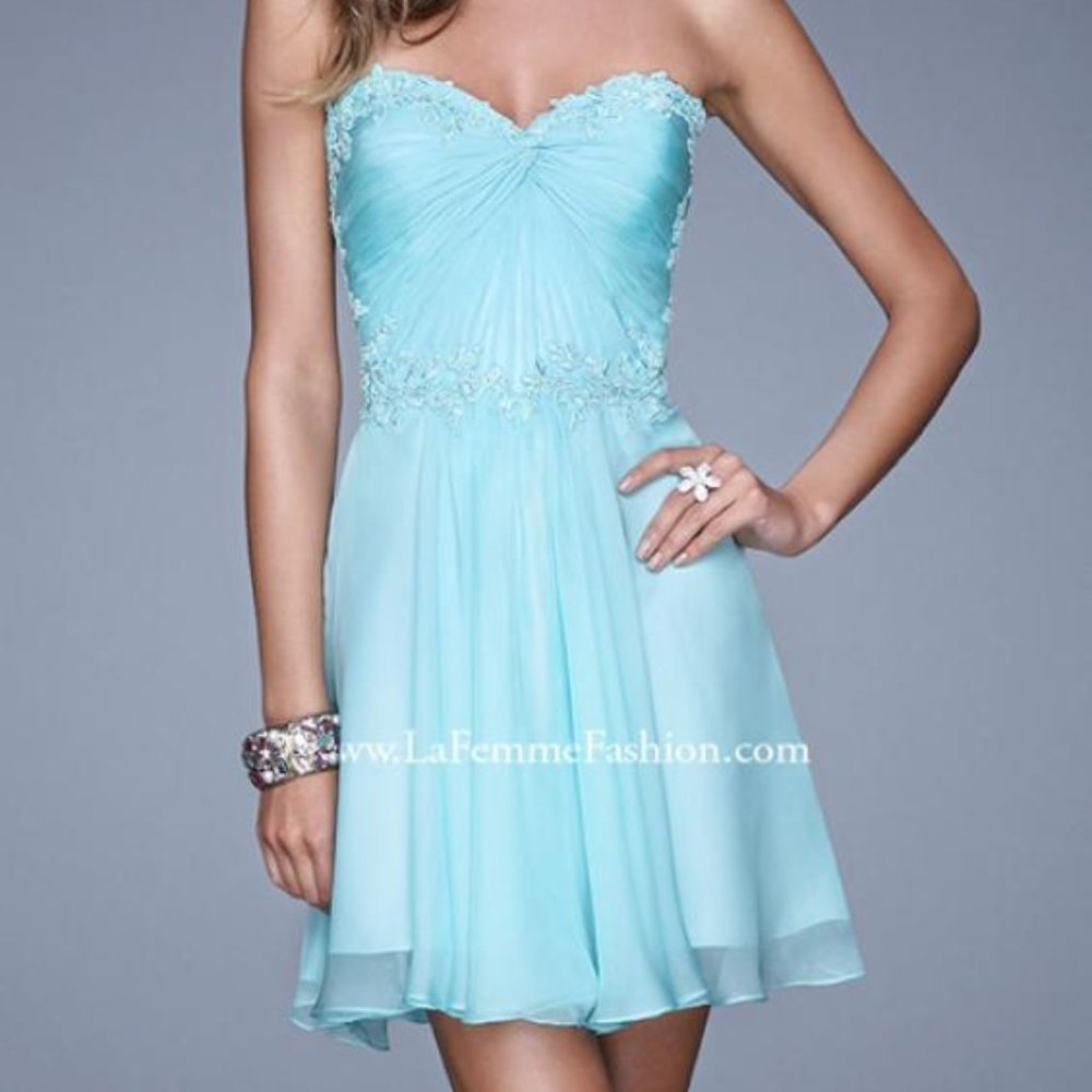 La Femme Short Light Mint Cocktail/Prom Dress